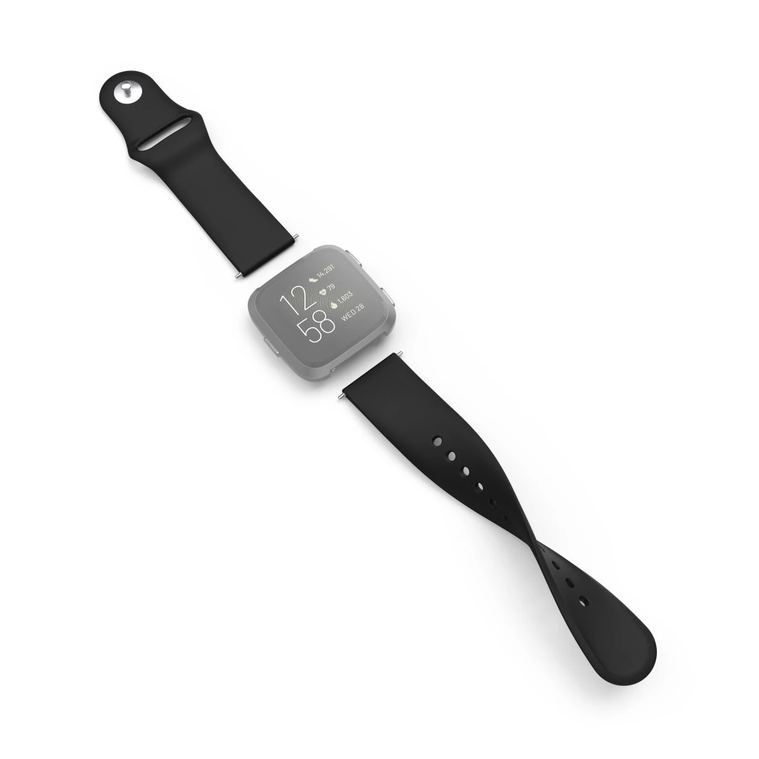 Armband für Fitbit Versa 2/Versa (Lite), Silikonarmband zum Tauschen, Schw.  | Hama