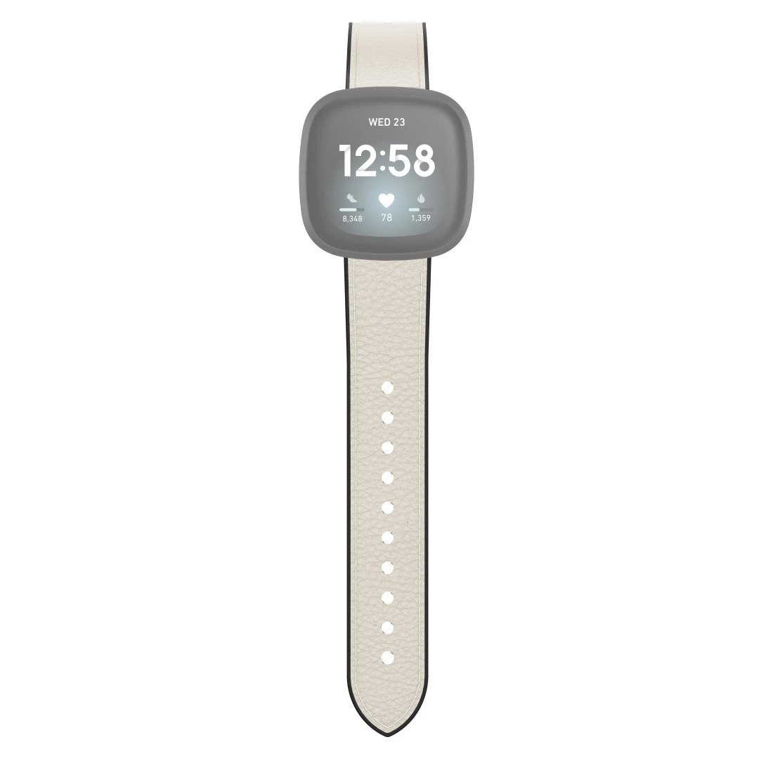 Weiß Uhrenarmband Fitbit und Leder | Armband Hama 3/Sense, für Versa Silikon, aus
