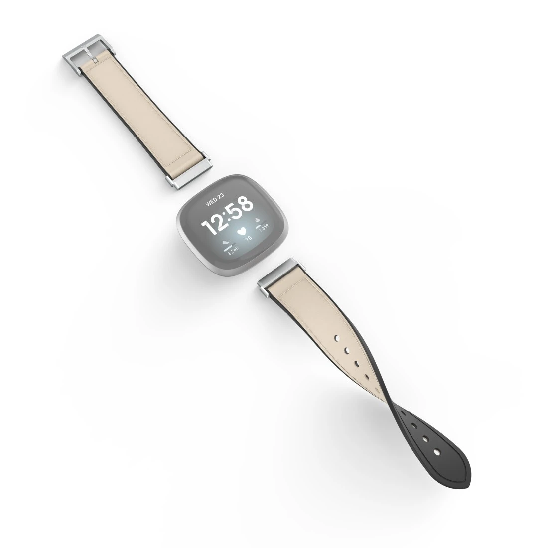 Armband für Weiß Versa 3/Sense, aus Hama Fitbit Silikon, Uhrenarmband Leder und 