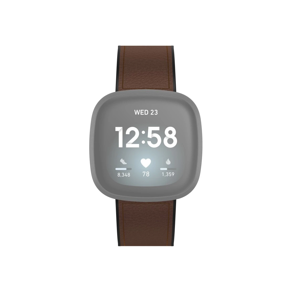 Armband für Fitbit Versa 3/Sense, Uhrenarmband aus Leder und Silikon, Braun  | Hama | Uhrenarmbänder