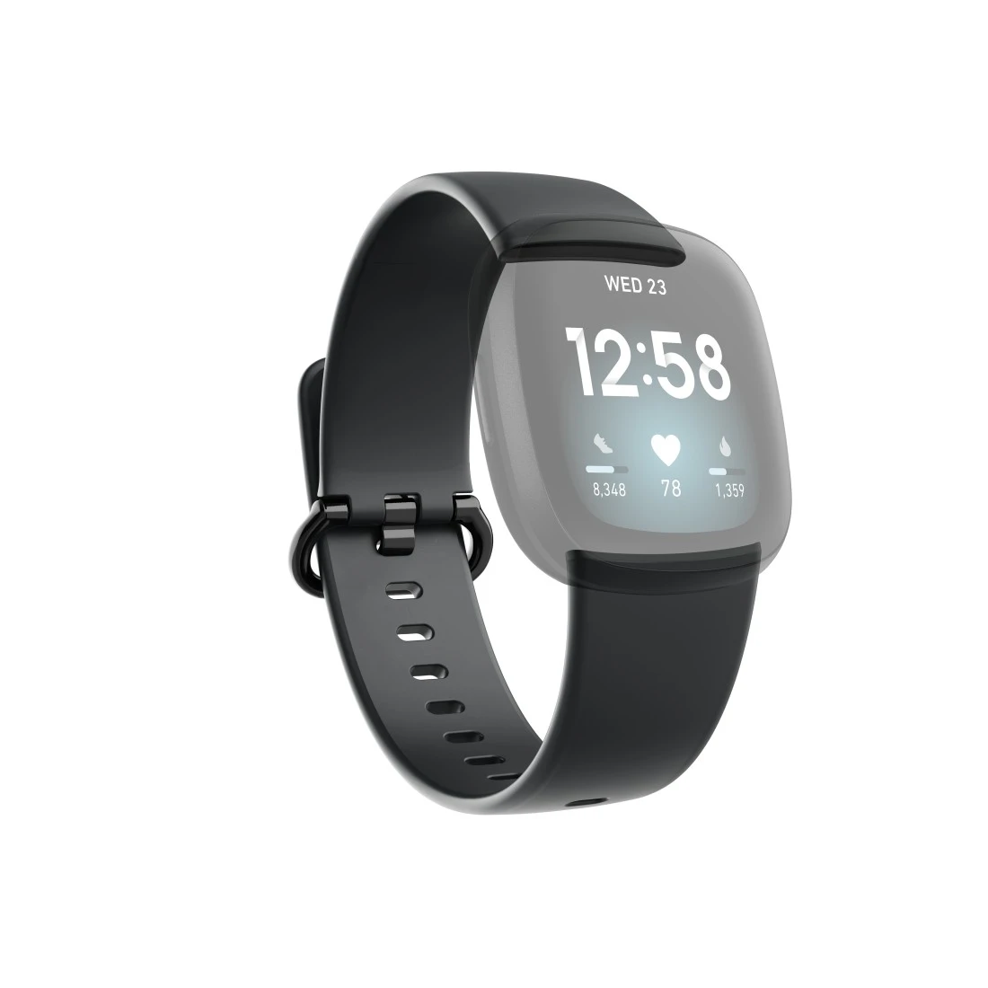 Armband für Fitbit Versa 3/4/Sense (2), Uhrenarmband zum Tauschen, Schwarz  | Hama