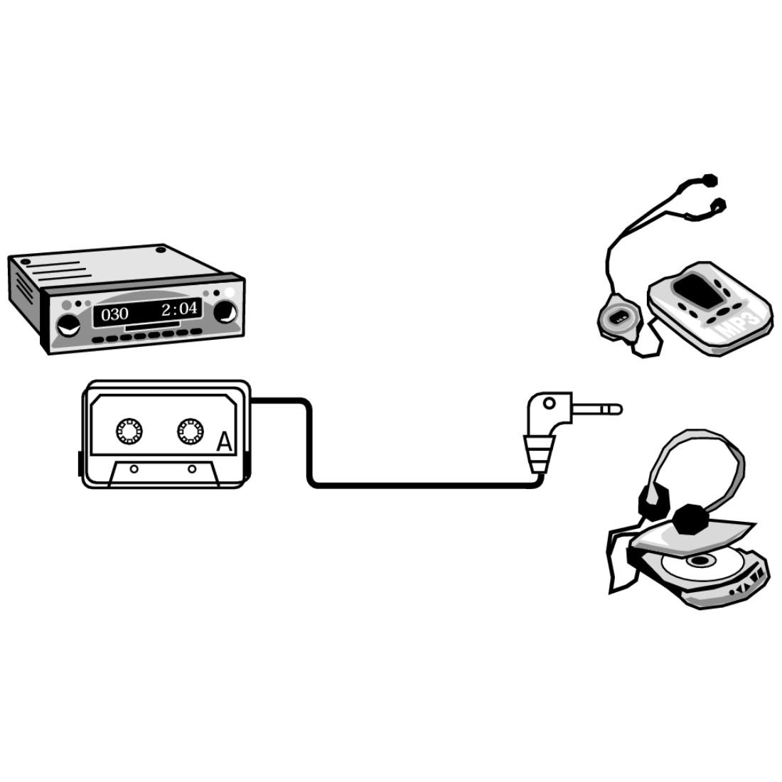MP3-/CD-Kassetten-Adapter Kfz, Schwarz