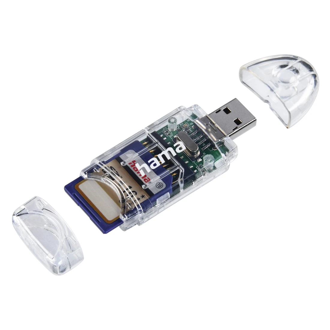USB-2.0-Kartenleser "8in1", SD/microSD, Transparent | Hama