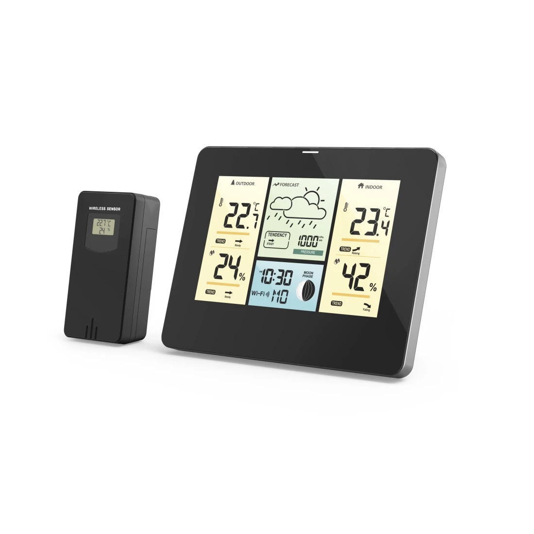 WLAN-Wetterstation mit App, Außensensor, Thermometer/Hygrometer/Barometer |  Hama