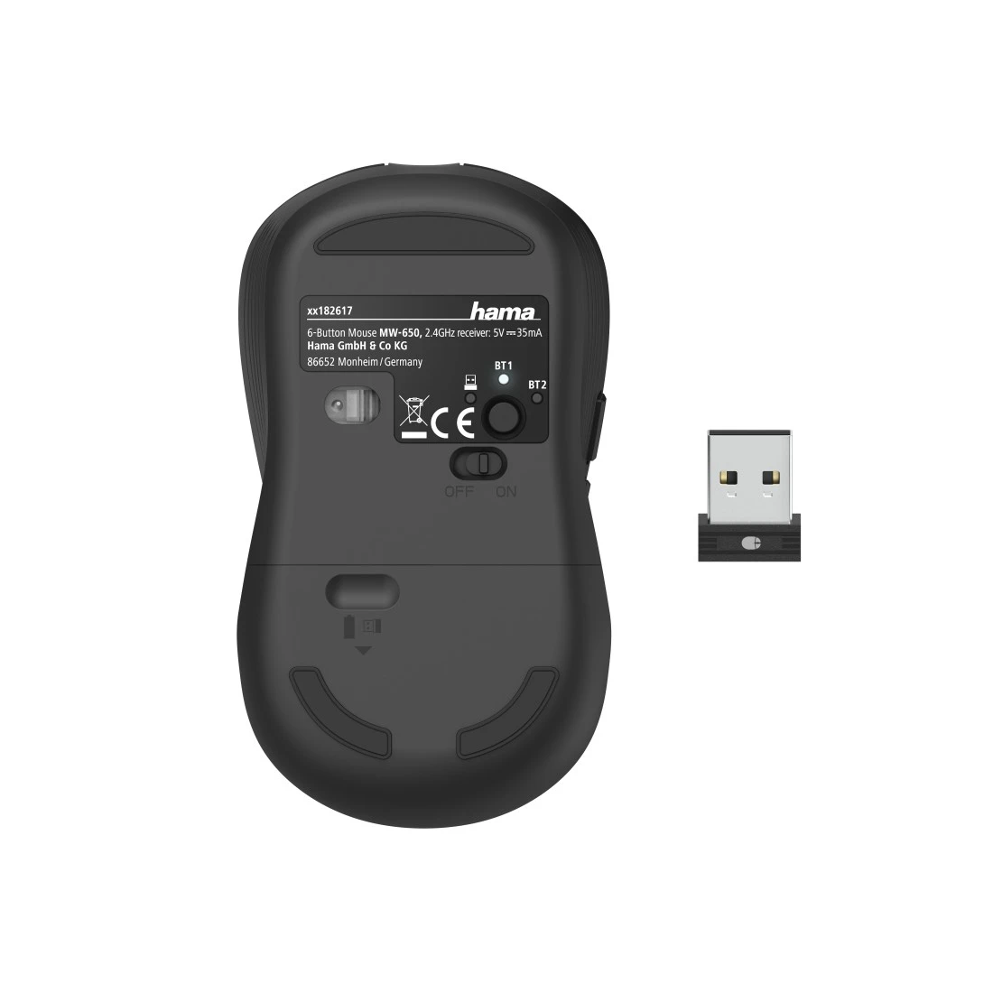 Optische 6-Tasten-Multi-Device-Maus "MW-650", mit USB-A/Bluetooth®, Schwarz  | Hama
