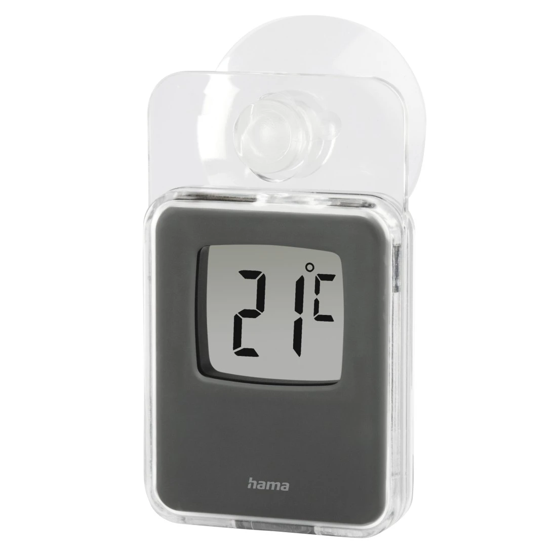 Fensterthermometer für innen und außen, digital, 7,5 x 4,6 cm, Grau