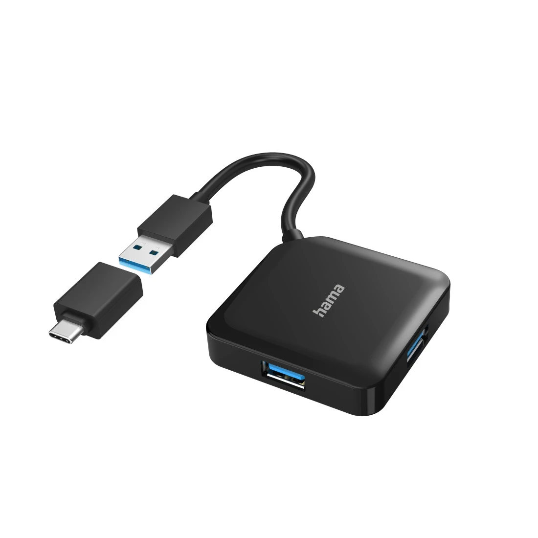 USB-Hub, 4 Ports, USB 3.2 Gen1, 5 Gbit/s, inkl. USB-C Adapter | Hama