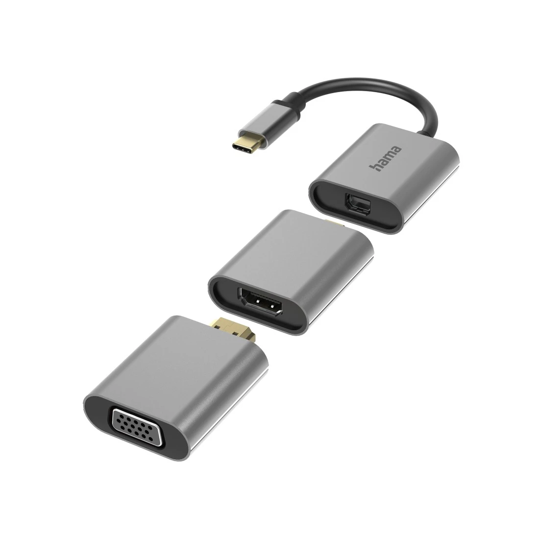 6in1 Adapter, "Connect2Go", USB-C, Mini-DisplayPort, HDMI™, VGA | Hama