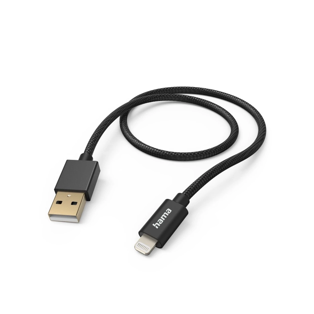 Ladekabel "Fabric", USB-A - Lightning, 1,5 m, Nylon, für iPhone, Schwarz |  Hama