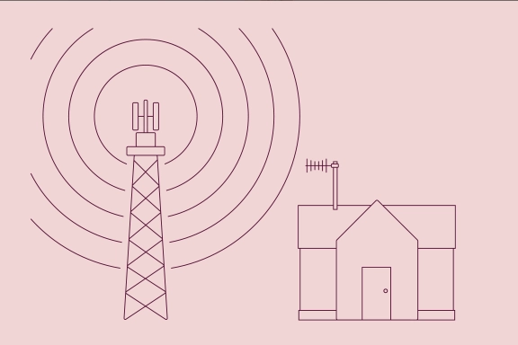Illustration: Position von Haus/Antenne und Sendemast 