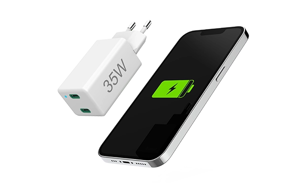 Hama Schnellladegerät, 2x USB-C, PD / Qualcomm®, Mini-Ladegerät, 35 W