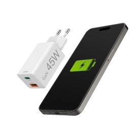 Hama Schnellladegerät, 1x USB-C, 1x USB-A, Mini-Ladegerät, PD, 45 W